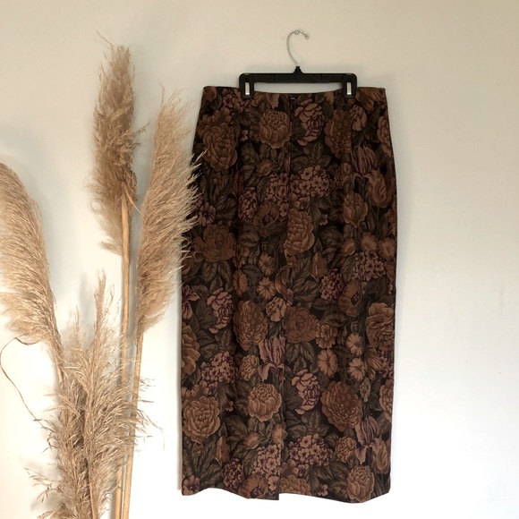 Briggs vintage floral fitted midi skirt L - Picture 2 of 5